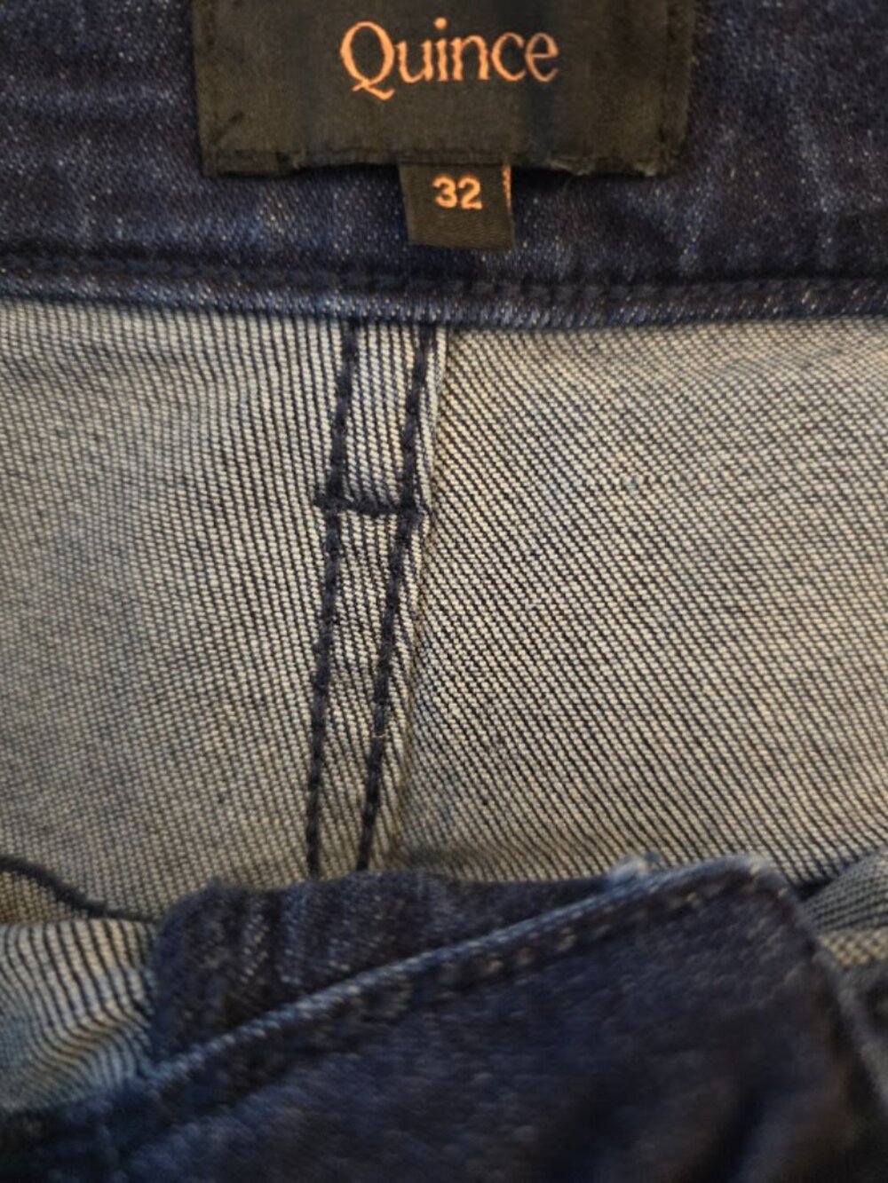 Cotton blend wide leg jeans Quince high rise medium wash front back pockets W32 - Picture 2 of 8